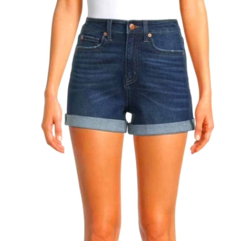 No Boundaries Dark Wash Cuffed Hem Denim Shorts Sz 17
